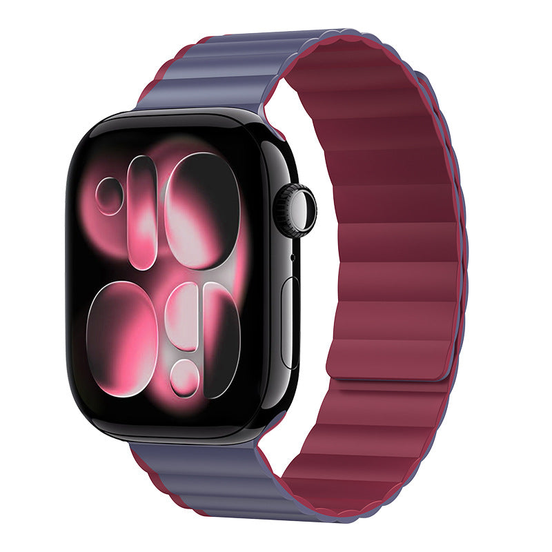 iBandGear WaveStrike Magnetic Silicone Band for Apple Watch - Space Blue-Burgundy