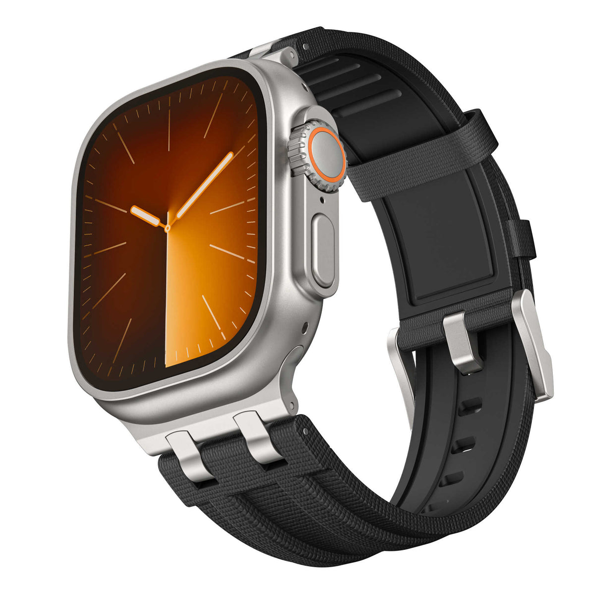 iBandGear WeaveFlex FKM Band for Apple Watch - Black-Silver