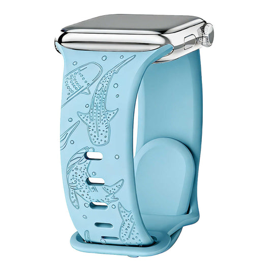 iBandGear Whale Engraved Silicone Band for Apple Watch - Light Blue