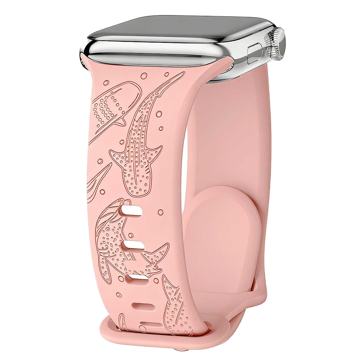 iBandGear Whale Engraved Silicone Band for Apple Watch - Pink Sand