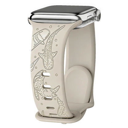 iBandGear Whale Engraved Silicone Band for Apple Watch - Starlight