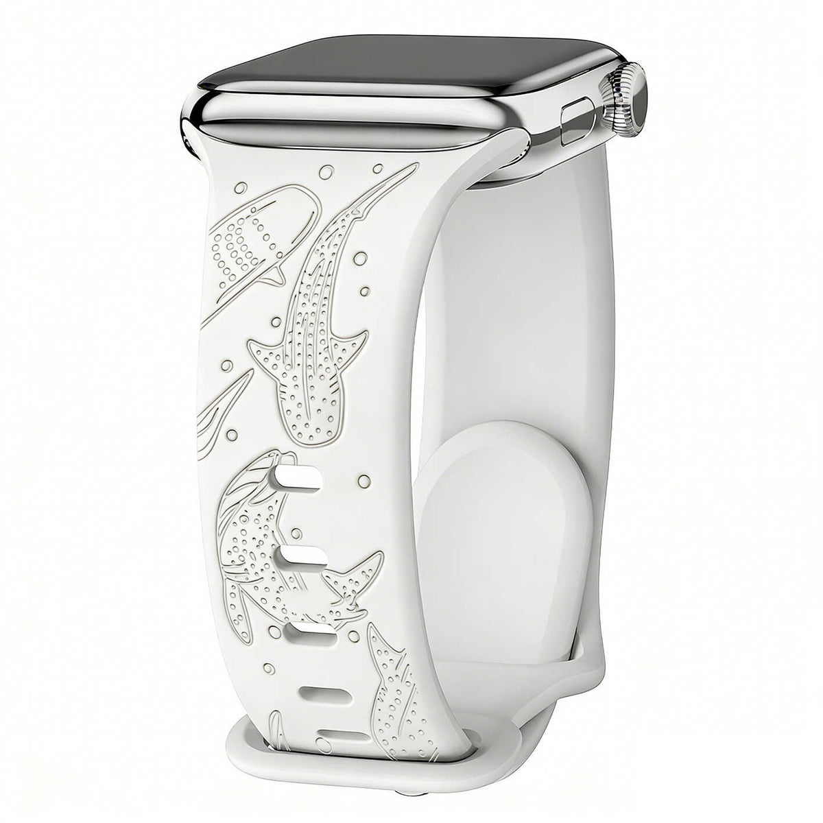 iBandGear Whale Engraved Silicone Band for Apple Watch - White