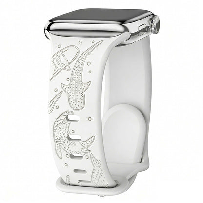 iBandGear Whale Engraved Silicone Band for Apple Watch - White