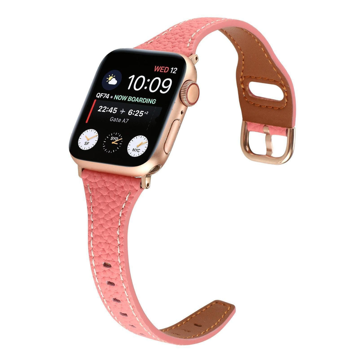 iBandGear Women’s Slim Pebble Leather Band for Apple Watch - Pink