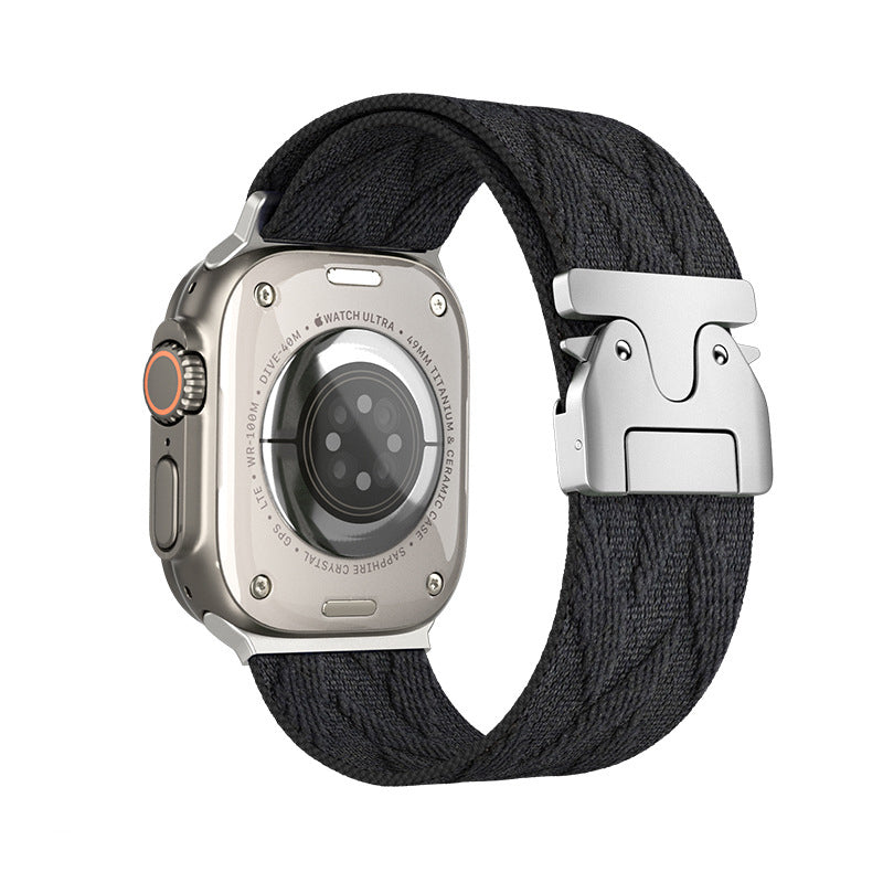 iBandGear Woven Fabric Band for Apple Watch - Black - Silver