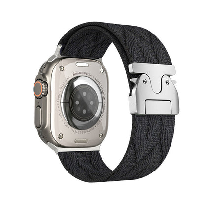 iBandGear Woven Fabric Band for Apple Watch - Black - Silver