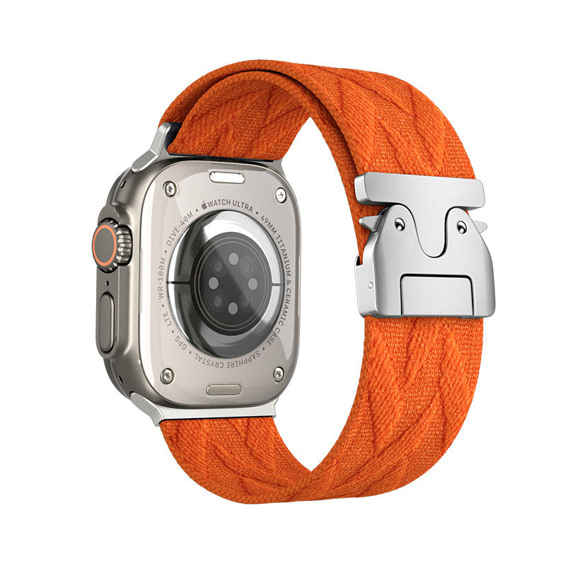 iBandGear Woven Fabric Band for Apple Watch - Orange - Silver
