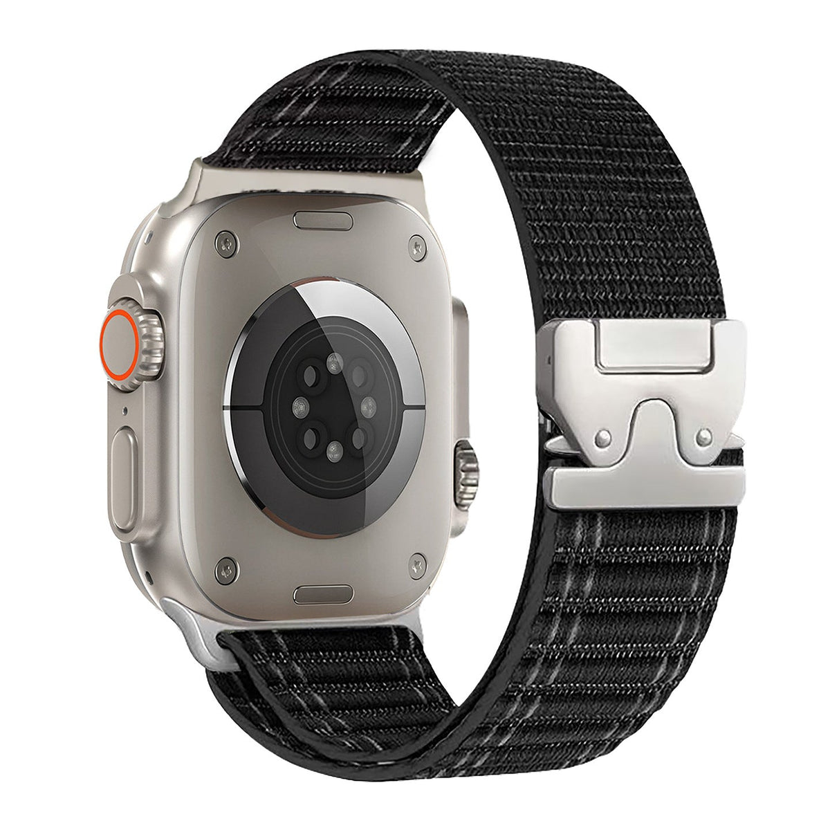 iBandGear Woven Stripe Nylon Band for Apple Watch Adjustable Comfort Strap - Black