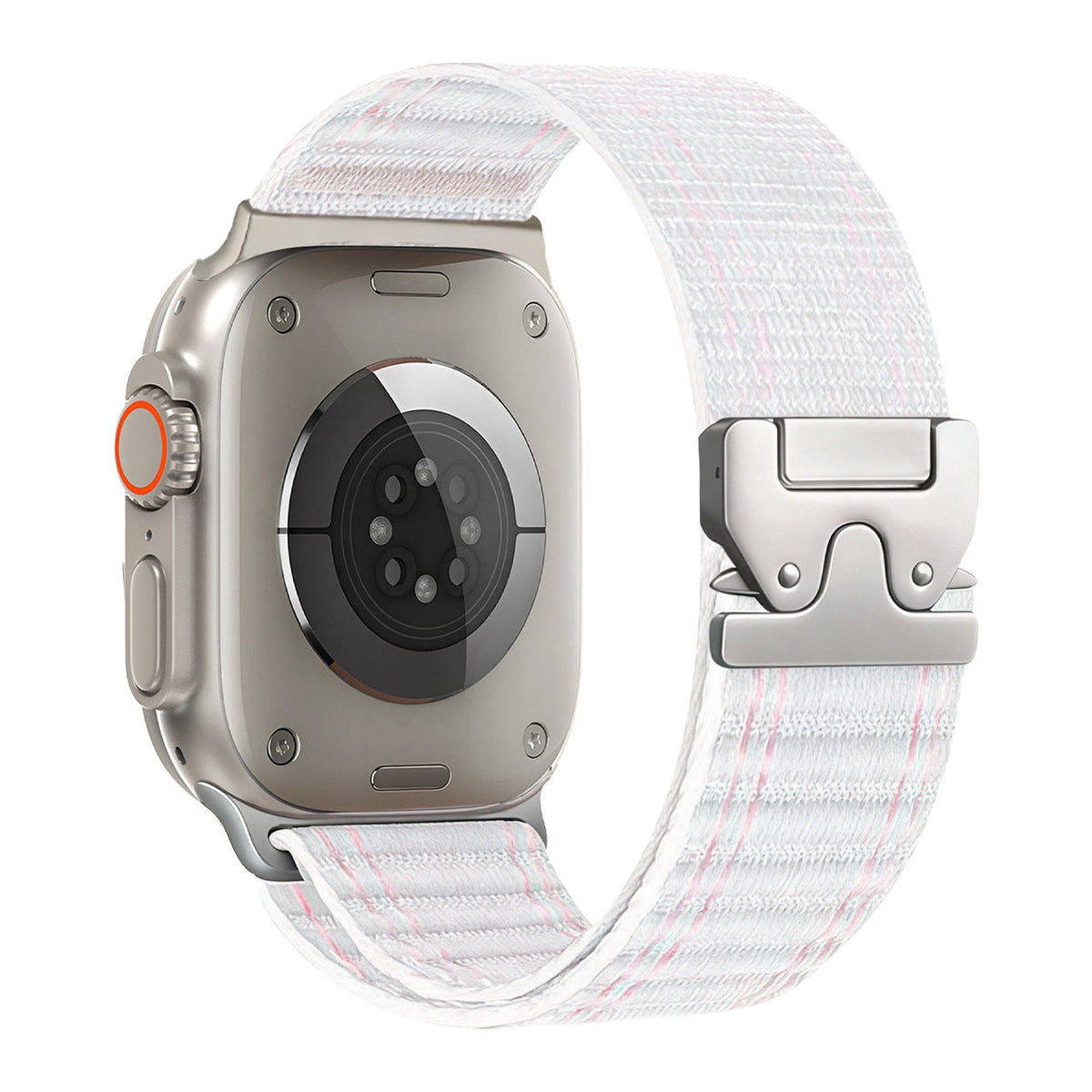 iBandGear Woven Stripe Nylon Band for Apple Watch Adjustable Comfort Strap - White