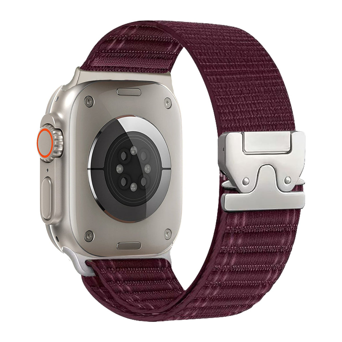 iBandGear Woven Stripe Nylon Band for Apple Watch Adjustable Comfort Strap - Burgundy