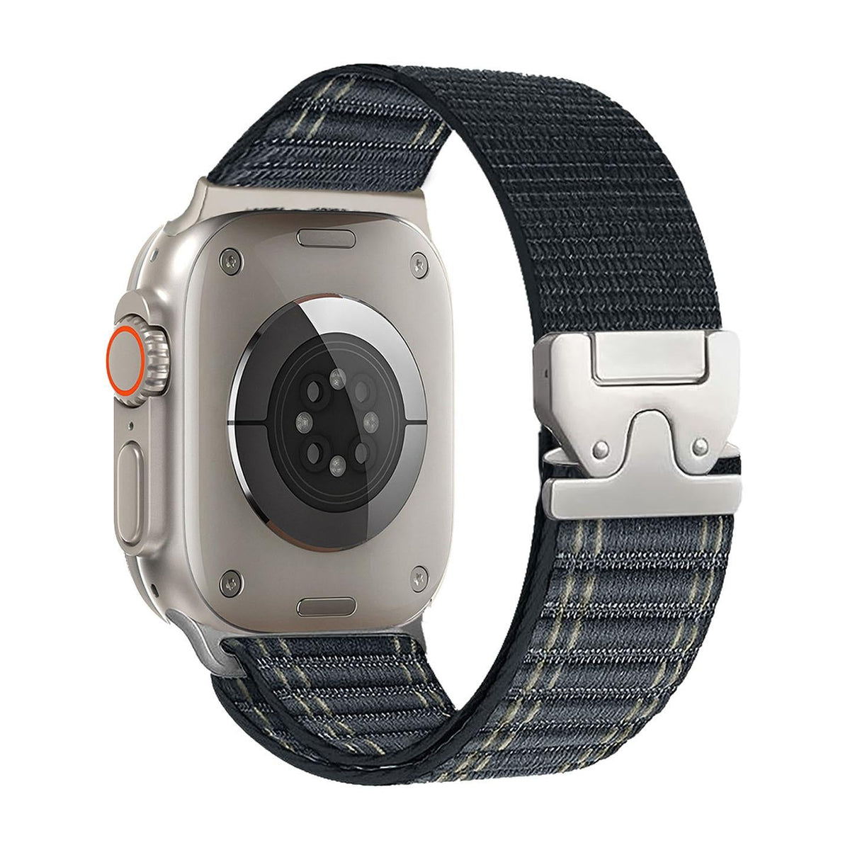 iBandGear Woven Stripe Nylon Band for Apple Watch Adjustable Comfort Strap - Navy Blue