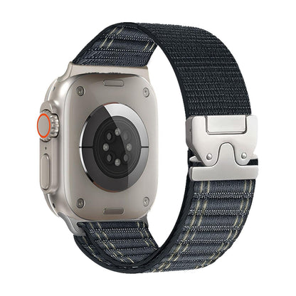 iBandGear Woven Stripe Nylon Band for Apple Watch Adjustable Comfort Strap - Navy Blue