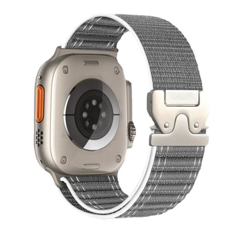 iBandGear Woven Stripe Nylon Band for Apple Watch Adjustable Comfort Strap - Gray