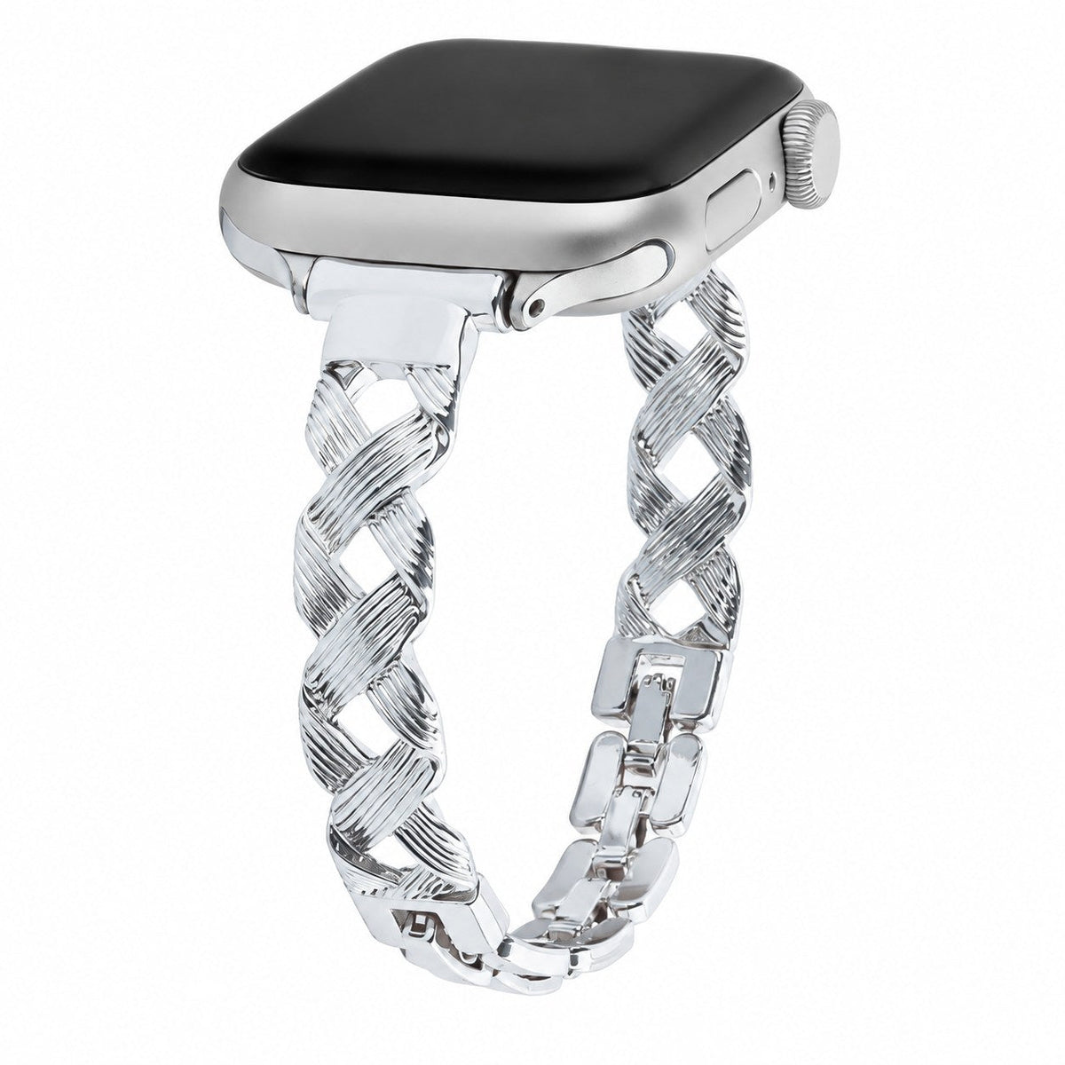iBandGear Woven Texture Metal Bracelet Band for Apple Watch - Silver