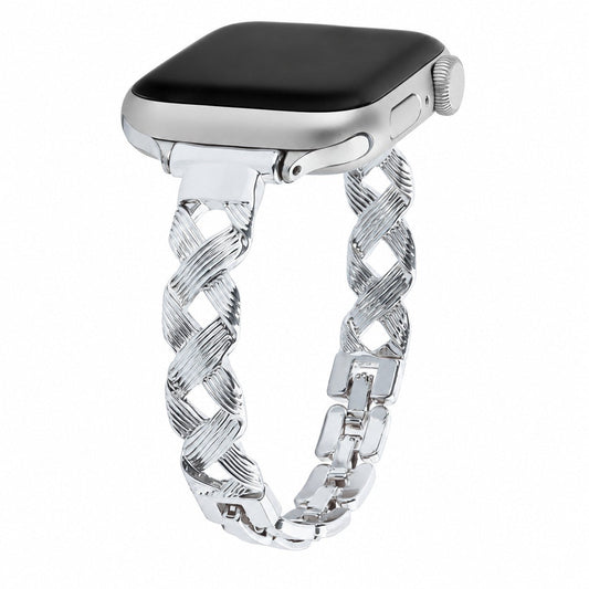 iBandGear Woven Texture Metal Bracelet Band for Apple Watch - Silver