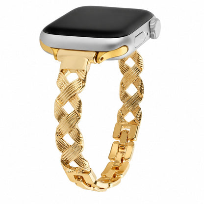 iBandGear Woven Texture Metal Bracelet Band for Apple Watch - Gold