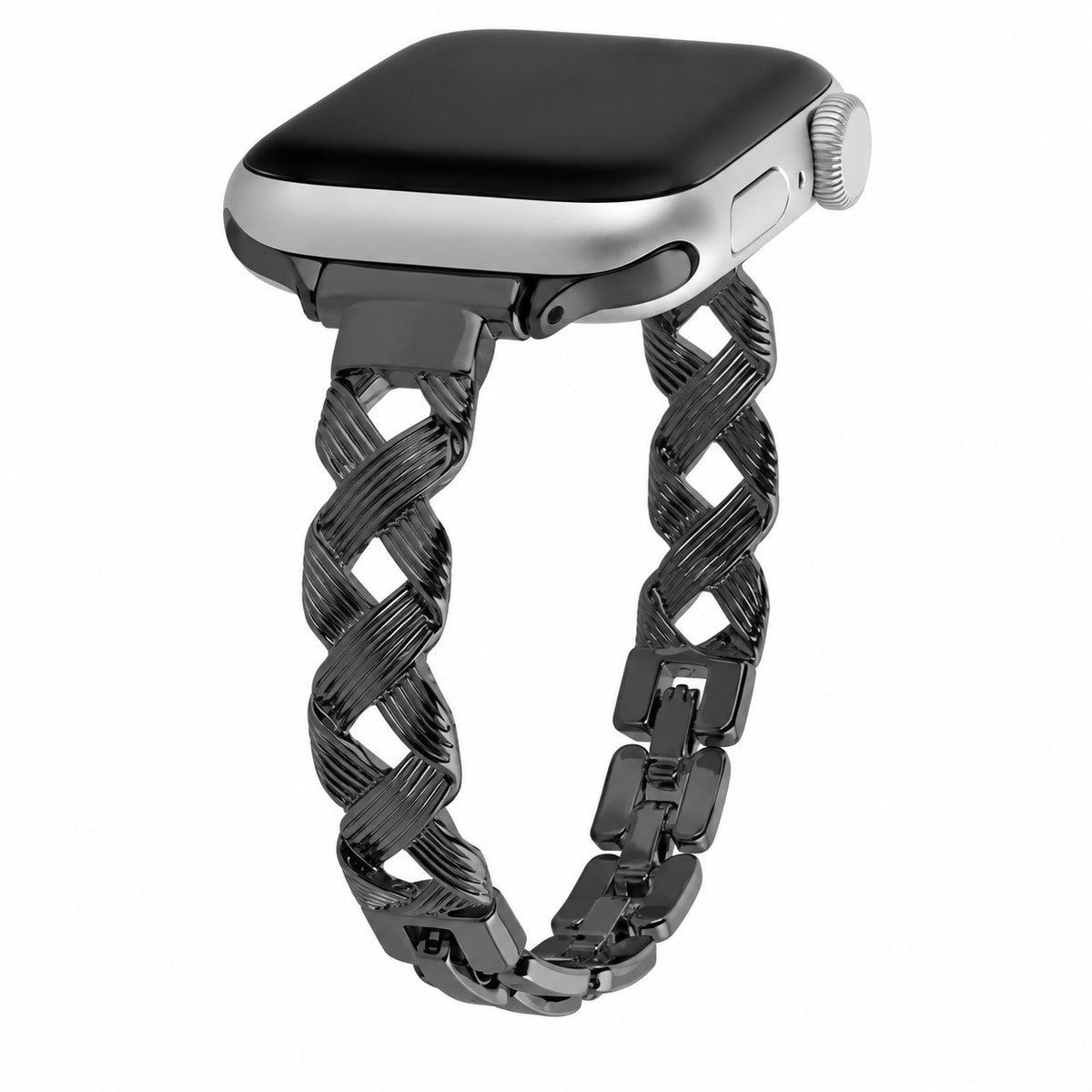 iBandGear Woven Texture Metal Bracelet Band for Apple Watch - Black